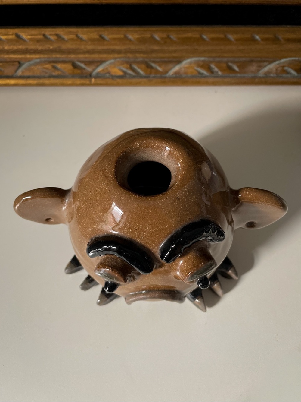 Studio Art Pottery Handmade Ugly Face Vessel Bud Vase/Candleholder - Picture 7 of 10